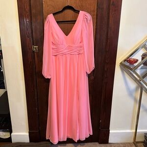 JJs House Long Sleeve Pink Bridesmaid Dress